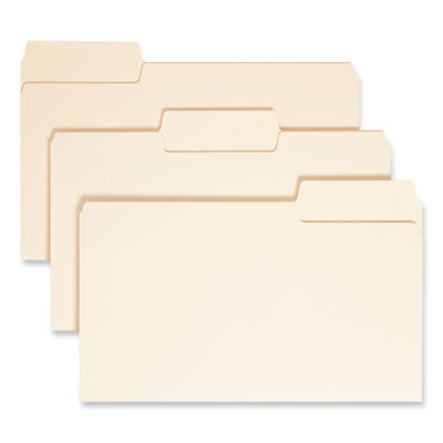 Supertab Top Tab File Folders, 1/3-Cut Tabs: Assorted, Legal Size, 0.75" Expansion, 14-Pt Manila, 50/Box