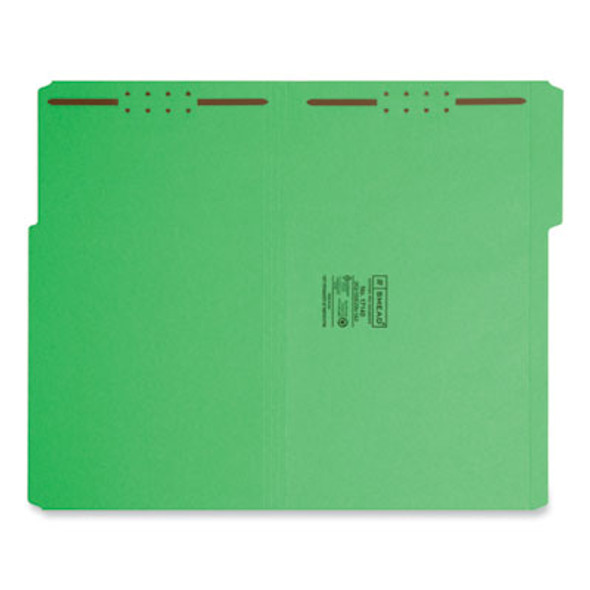 Top Tab Colored Fastener Folders, 1/3-Cut Tab: Assorted, Expands 0.75", 2 Fasteners, Legal Size, Green, 50/Box