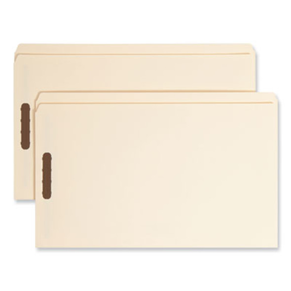Top Tab Fastener Folders, Straight Tabs, 0.75" Expansion, 2 Fasteners, Legal Size, Manila Exterior, 50/Box
