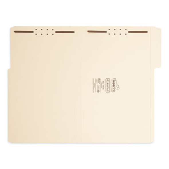 Supertab Reinforced Guide Height Fastener Folders, 1/3-Cut Tab, Expands 0.75", 2 Fasteners, Legal Size, 14-Pt Manila, 50/Box