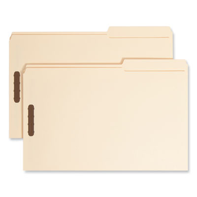 Top Tab Fastener Folders, 2/5-Cut Tab: Right Of Center, Expands 0.75", 2 Fasteners, Legal Size, Manila, 50/Box
