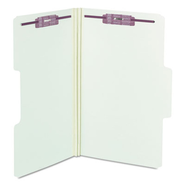 Supertab Pressboard Fastener Folders With Two Safeshield Fasteners, 2" Expansion, Legal Size, Gray-Green, 25/Box
