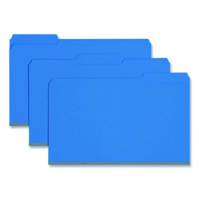 Expanding Recycled Heavy Pressboard Folders, 1/3-Cut Tabs: Assorted, Legal Size, 1" Expansion, Dark Blue, 25/Box