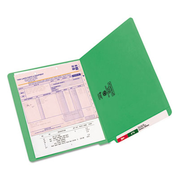 Shelf-Master Reinforced End Tab Colored Folders, Straight Tabs, Letter Size, 0.75" Expansion, Green, 100/Box