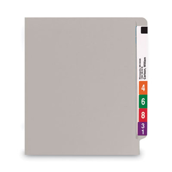 Shelf-Master Reinforced End Tab Colored Folders, Straight Tabs, Letter Size, 0.75" Expansion, Gray, 100/Box