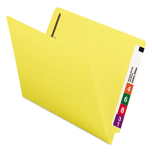 Heavyweight Colored End Tab Fastener Folders, Straight Tab, Expands 0.75", 2 Fasteners, Letter Size, Yellow, 50/Box