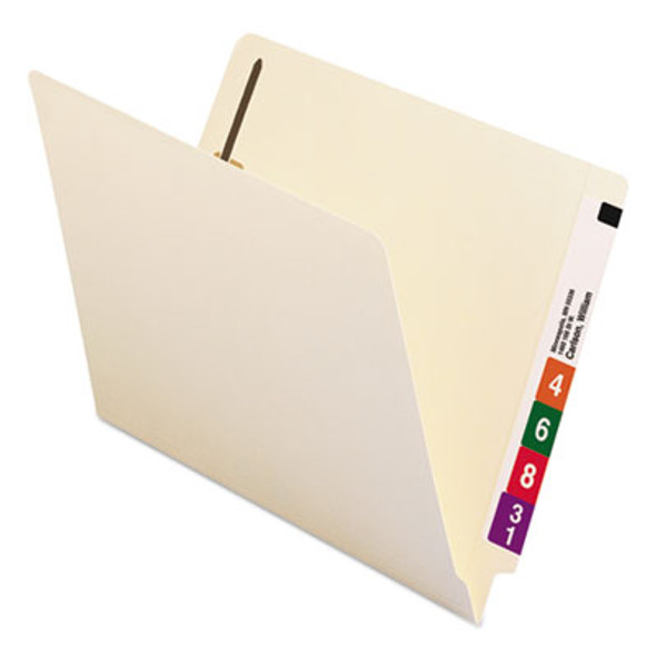 Reinforced End Tab Fastener Folders With Antimicrobial Protection, Expands 0.75", 2 Fasteners, Letter Size, Manila, 50/Box