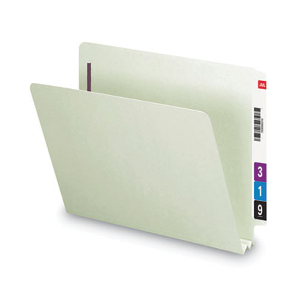 End Tab Pressboard Classification Folders, Two Safeshield Coated Fasteners, 2" Expansion, Letter Size, Gray-Green, 25/Box