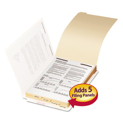 Stackable Folder Dividers With Fasteners, End Tab: 1/5-Cut, 1 Fastener, Legal Size, Manila, 4 Dividers/Set, 50 Sets/Pack
