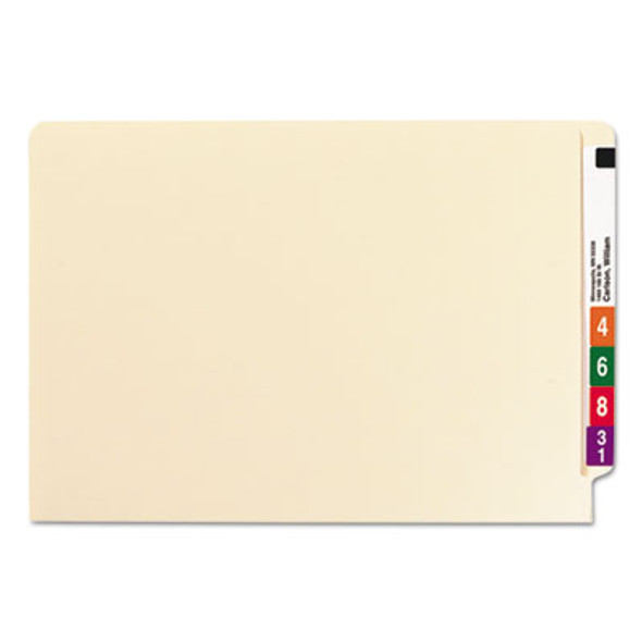 End Tab Fastener Folders With Reinforced Straight Tabs, 11-Pt Manila, 1 Fastener, Legal Size, Manila Exterior, 50/Box