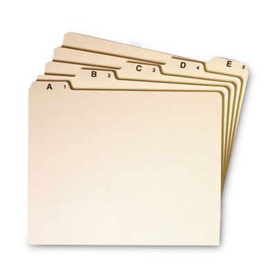 Alphabetic Top Tab Indexed File Guide Set, 1/5-Cut Top Tab, A To Z, 8.5" x 11", Manila, 25/Set