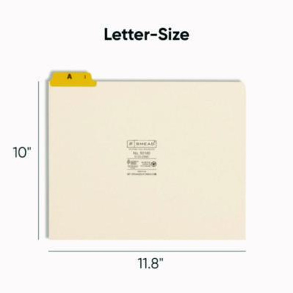 Alphabetic Top Tab Indexed File Guide Set, 1/5-Cut Top Tab, A To Z, 8.5 X 11, Manila, 25/Set
