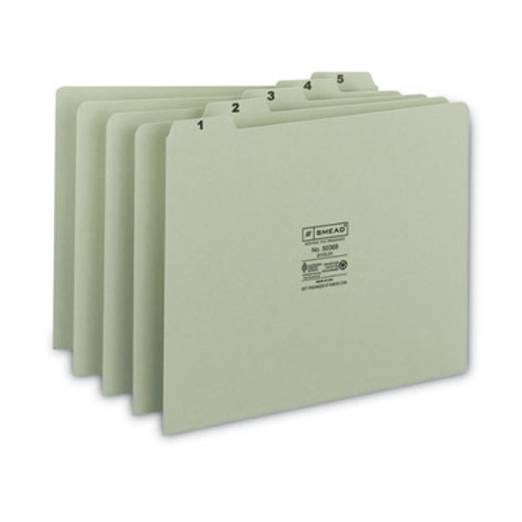 100% Recycled Daily Top Tab File Guide Set, 1/5-Cut Top Tab, 1 To 31, 8.5 X 11, Green, 31/Set