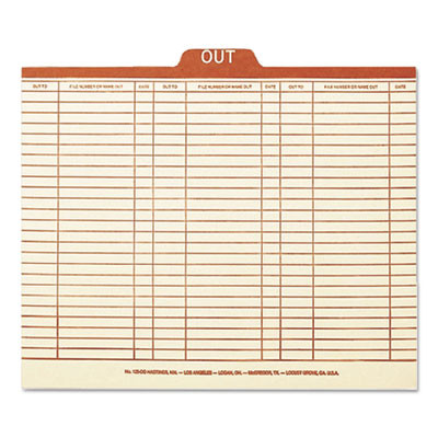 Manila Out Guides, Printed Form Style, 1/5-Cut Top Tab, Out, 8.5 X 11, Manila, 100/Box