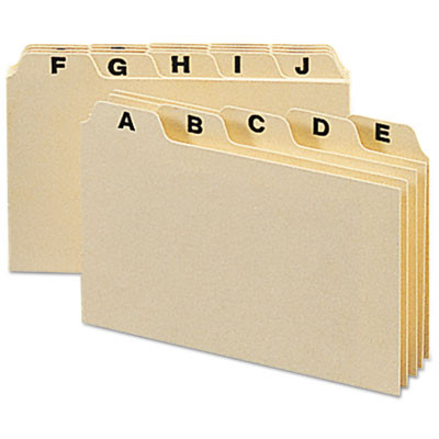 Manila Card Guides, 1/5-Cut Top Tab, A To Z, 3 X 5, Manila, 25/Set