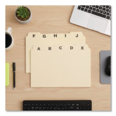 Manila Card Guides, 1/5-Cut Top Tab, A To Z, 4 X 6, Manila, 25/Set