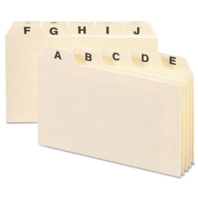 Manila Card Guides, 1/5-Cut Top Tab, A To Z, 4 X 6, Manila, 25/Set