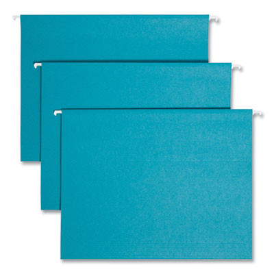 Colored Hanging File Folders With 1/5 Cut Tabs, Letter Size, 1/5-Cut Tabs, Teal, 25/Box