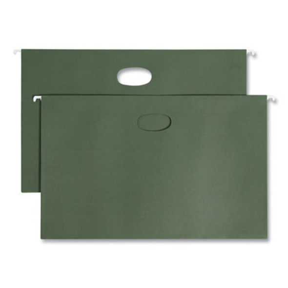 Hanging Pockets With Full-Height Gusset, 1 Section, 1.75" Capacity, Legal Size, Standard Green, 25/Box
