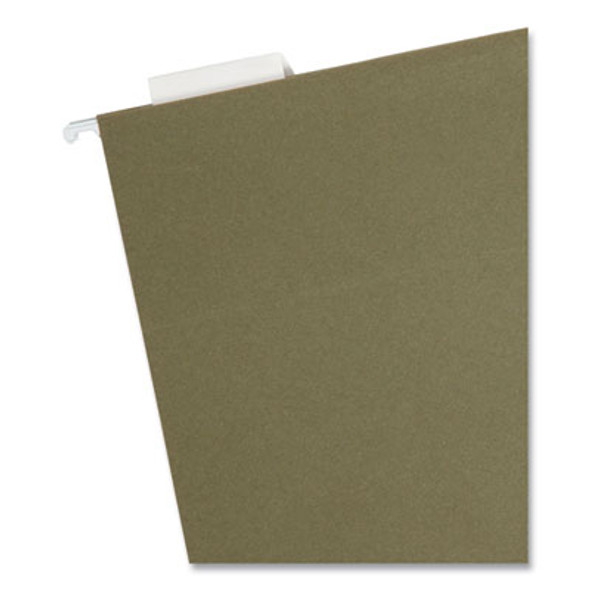 100% Recycled Hanging File Folders, Letter Size, 1/5-Cut Tabs, Standard Green, 25/Box