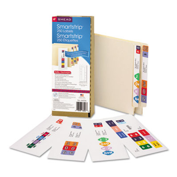 Color-Coded Smartstrip Refill Label Forms, Inkjet Printer, Assorted, 1.5 X 7.5, White, 250/Pack