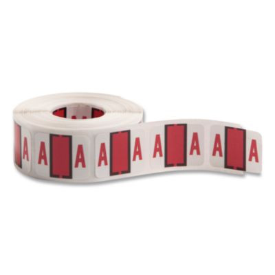 A-Z Color-Coded End Tab Filing Labels, A, 1 X 1.25, White, 500/Roll