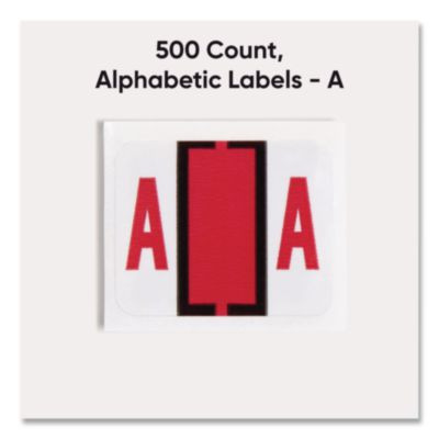 A-Z Color-Coded End Tab Filing Labels, A, 1 X 1.25, White, 500/Roll