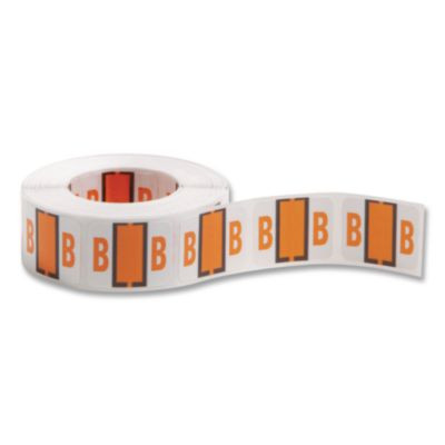 A-Z Color-Coded End Tab Filing Labels, B, 1 X 1.25, White, 500/Roll