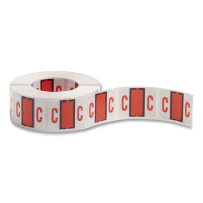A-Z Color-Coded End Tab Filing Labels, C, 1 X 1.25, White, 500/Roll