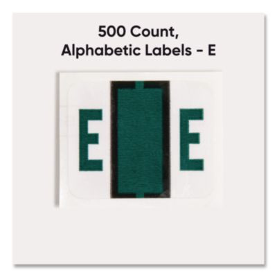 A-Z Color-Coded End Tab Filing Labels, E, 1 X 1.25, White, 500/Roll