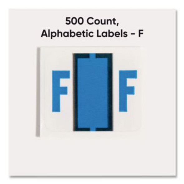 A-Z Color-Coded End Tab Filing Labels, F, 1 X 1.25, White, 500/Roll