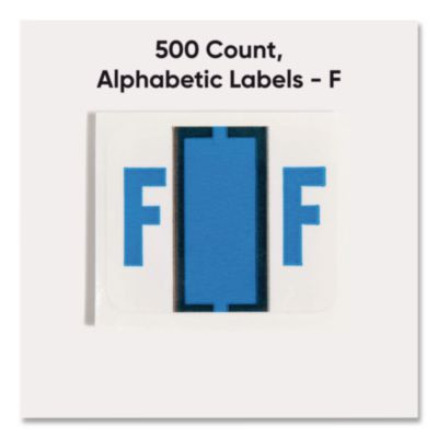 A-Z Color-Coded End Tab Filing Labels, F, 1 X 1.25, White, 500/Roll