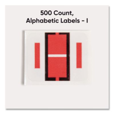 A-Z Color-Coded End Tab Filing Labels, I, 1 X 1.25, White, 500/Roll