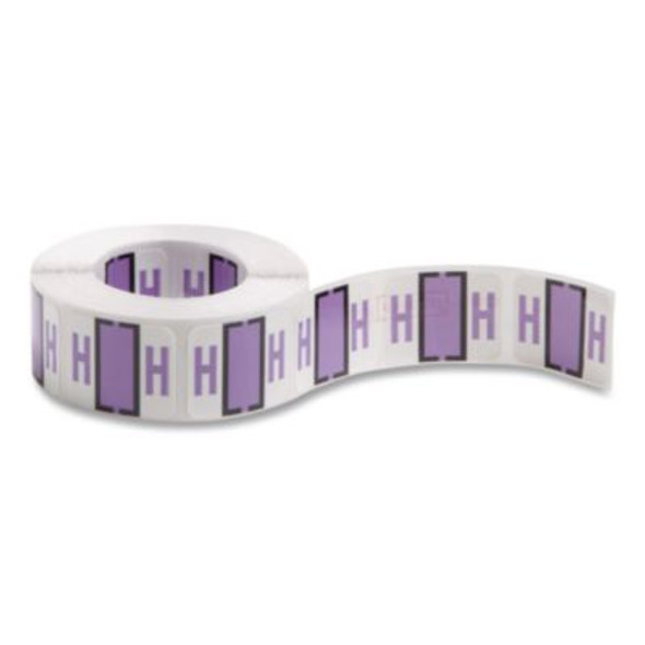A-Z Color-Coded End Tab Filing Labels, H, 1 X 1.25, White, 500/Roll