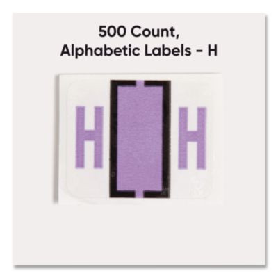 A-Z Color-Coded End Tab Filing Labels, H, 1 X 1.25, White, 500/Roll