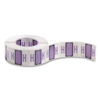 A-Z Color-Coded End Tab Filing Labels, H, 1 X 1.25, White, 500/Roll