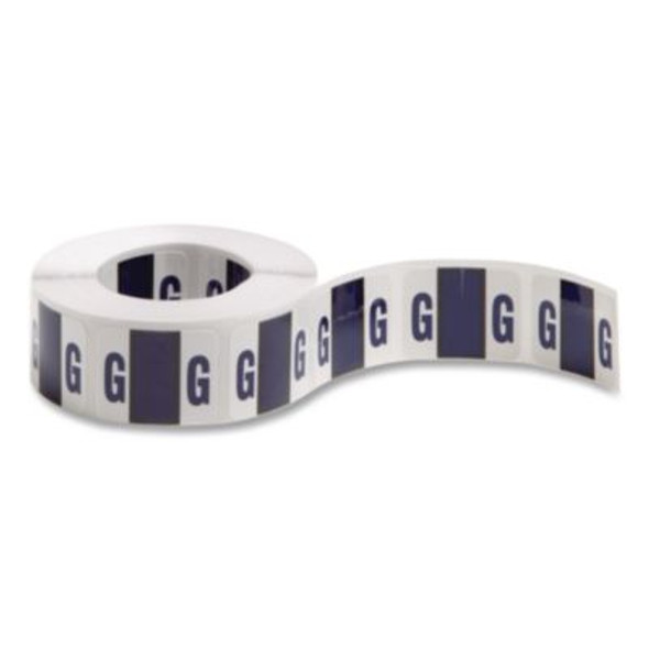 A-Z Color-Coded End Tab Filing Labels, G, 1 X 1.25, White, 500/Roll