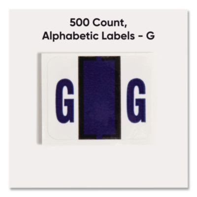 A-Z Color-Coded End Tab Filing Labels, G, 1 X 1.25, White, 500/Roll