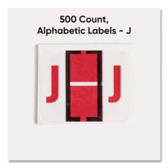 A-Z Color-Coded End Tab Filing Labels, J, 1 X 1.25, White, 500/Roll