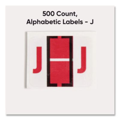 A-Z Color-Coded End Tab Filing Labels, J, 1 X 1.25, White, 500/Roll