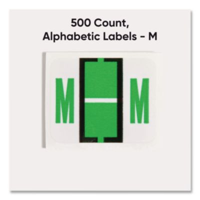 A-Z Color-Coded End Tab Filing Labels, M, 1 X 1.25, White, 500/Roll