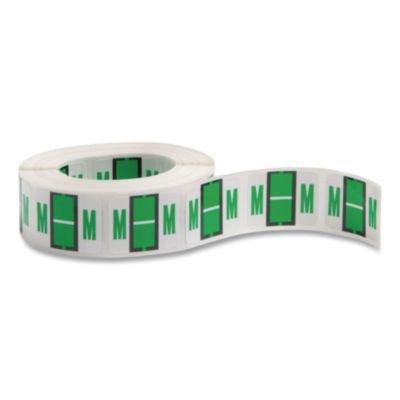 A-Z Color-Coded End Tab Filing Labels, M, 1 X 1.25, White, 500/Roll