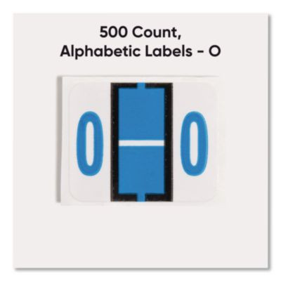 A-Z Color-Coded End Tab Filing Labels, O, 1 X 1.25, White, 500/Roll