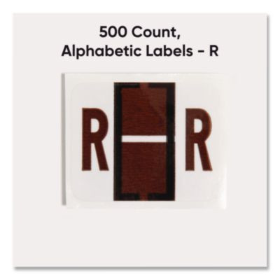 A-Z Color-Coded End Tab Filing Labels, R, 1 X 1.25, White, 500/Roll