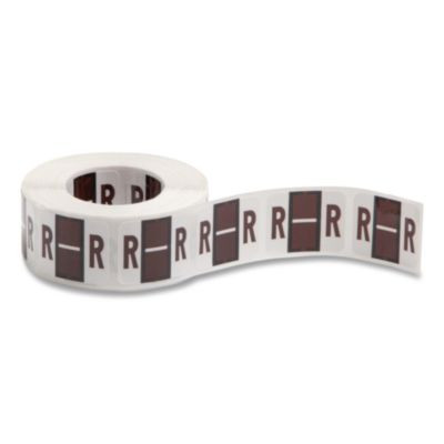 A-Z Color-Coded End Tab Filing Labels, R, 1 X 1.25, White, 500/Roll