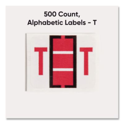 A-Z Color-Coded End Tab Filing Labels, T, 1 X 1.25, White, 500/Roll