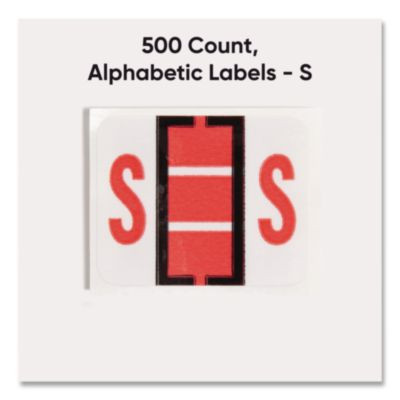 A-Z Color-Coded End Tab Filing Labels, S, 1 X 1.25, White, 500/Roll