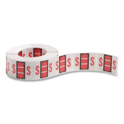 A-Z Color-Coded End Tab Filing Labels, S, 1 X 1.25, White, 500/Roll