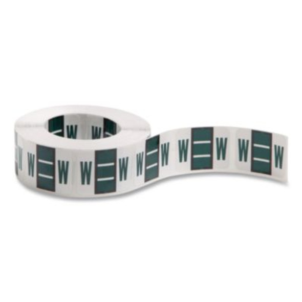 A-Z Color-Coded End Tab Filing Labels, W, 1 X 1.25, White, 500/Roll