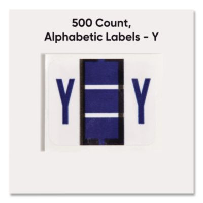 A-Z Color-Coded End Tab Filing Labels, Y, 1 X 1.25, White, 500/Roll